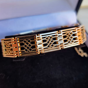 Vintage 9ct Gold Gate Bracelet with Heart Padlock, 24.4 grams