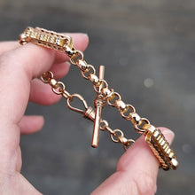 Load image into Gallery viewer, Antique 9ct Gold Fancy Albert Bracelet with T-Bar in hand
