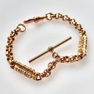 Antique 9ct Gold Fancy Albert Bracelet with T-Bar