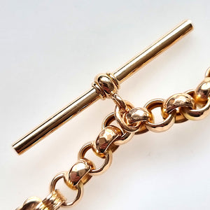Antique 9ct Gold Fancy Albert Bracelet with T-Bar close-up