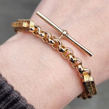 Load image into Gallery viewer, Antique 9ct Gold Fancy Albert Bracelet with T-Bar modelled
