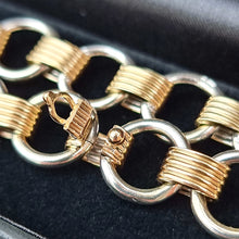 Load image into Gallery viewer, Vintage 9ct Yellow &amp; White Gold Circle Link Bracelet clasp
