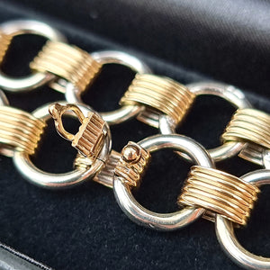 Vintage 9ct Yellow & White Gold Circle Link Bracelet clasp