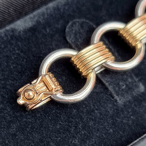 Vintage 9ct Yellow & White Gold Circle Link Bracelet clasp