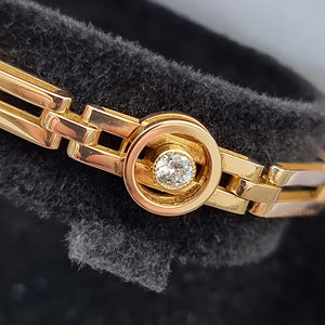 Art Deco 15ct Gold Diamond and Pearl Bracelet close-up