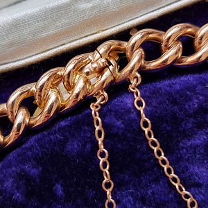 Antique 15ct Gold Pearl Curb Bracelet