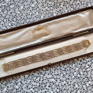 Vintage 9ct Gold Gate Bracelet, 42.7 grams in box