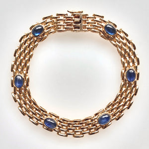 Vintage 9ct Gold Cabochon Sapphire Bracelet front