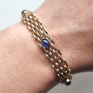 Vintage 9ct Gold Cabochon Sapphire Bracelet modelled