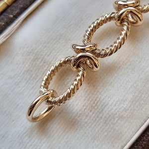 Vintage 9ct Gold Twisted Oval Link Bracelet, 18.8 grams end ring