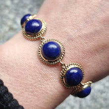 Load image into Gallery viewer, Vintage 9ct Gold Lapis Lazuli Bracelet modelled
