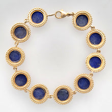 Load image into Gallery viewer, Vintage 9ct Gold Lapis Lazuli Bracelet back
