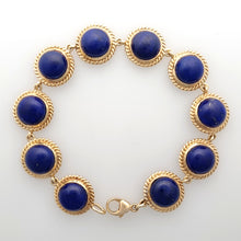Load image into Gallery viewer, Vintage 9ct Gold Lapis Lazuli Bracelet front
