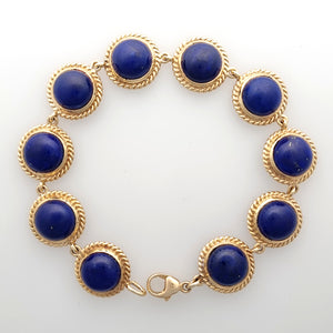 Vintage 9ct Gold Lapis Lazuli Bracelet front