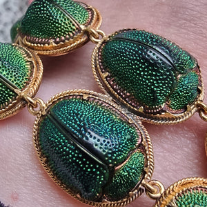 Victorian 15ct Gold Scarab Beetle Bracelet detail