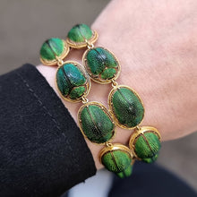 Load image into Gallery viewer, Victorian 15ct Gold Scarab Beetle Bracelet modelled
