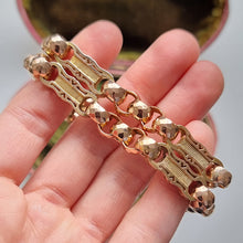 Load image into Gallery viewer, Antique 9ct Rose Gold Two Row Bracelet, 26.8 grams in hand
