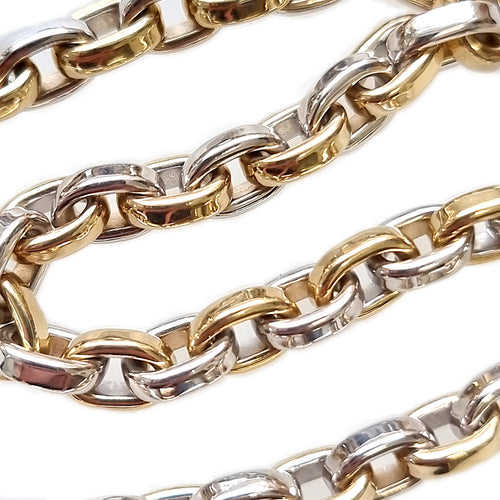 9ct Yellow & White Gold Oval Link Bracelet, 17.0 grams close-up
