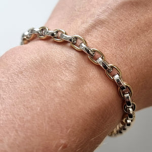 9ct Yellow & White Gold Oval Link Bracelet, 17.0 grams modelled