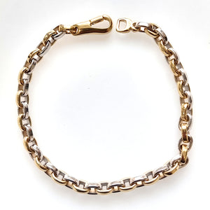 9ct Yellow & White Gold Oval Link Bracelet, 17.0 grams laid out