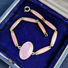 Load image into Gallery viewer, Vintage Silver Gilt &amp; Pink Enamel Bracelet by Aksel Holmsen
