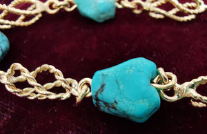 Vintage 14ct Gold Turquoise Bracelet