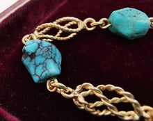 Load image into Gallery viewer, Vintage 14ct Gold Turquoise Bracelet
