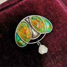 Load image into Gallery viewer, Antique Murrle Bennett Silver, Enamel &amp; Pearl Brooch
