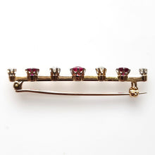 Load image into Gallery viewer, Edwardian 18ct Gold Ruby &amp; Diamond Bar Brooch side
