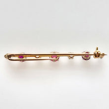 Load image into Gallery viewer, Edwardian 18ct Gold Ruby &amp; Diamond Bar Brooch back
