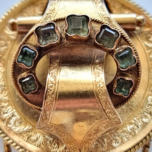 Load image into Gallery viewer, Victorian 15ct Gold Emerald Locket Back Brooch close-up
