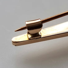 Load image into Gallery viewer, Art Deco Gold Amethyst Bar Brooch pin and catch
