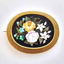 Load image into Gallery viewer, Victorian 18ct Gold Pietra Dura Flower Brooch
