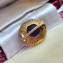 Load image into Gallery viewer, Miniature Victorian 15ct Gold Amethyst &amp; Seed Pearl Brooch back
