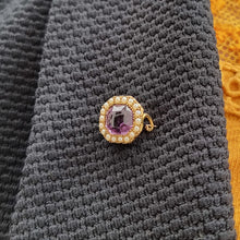 Load image into Gallery viewer, Miniature Victorian 15ct Gold Amethyst &amp; Seed Pearl Brooch modelled
