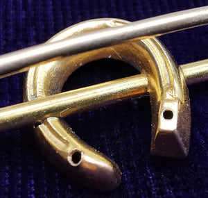 Antique 15ct Gold Pearl Arrow & Horseshoe Brooch