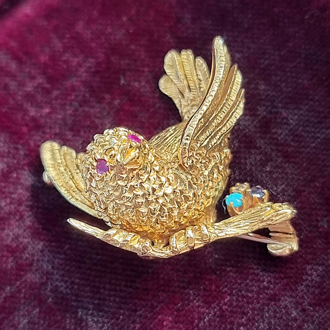Vintage 18ct Gold Bird Brooch by Ben Rosenfeld