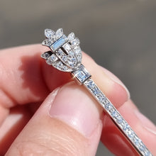 Load image into Gallery viewer, Art Deco 18ct White Gold Diamond Bar Brooch, 0.80ct in hand
