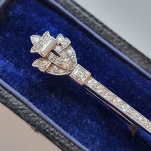 Load image into Gallery viewer, Art Deco 18ct White Gold Diamond Bar Brooch, 0.80ct in box
