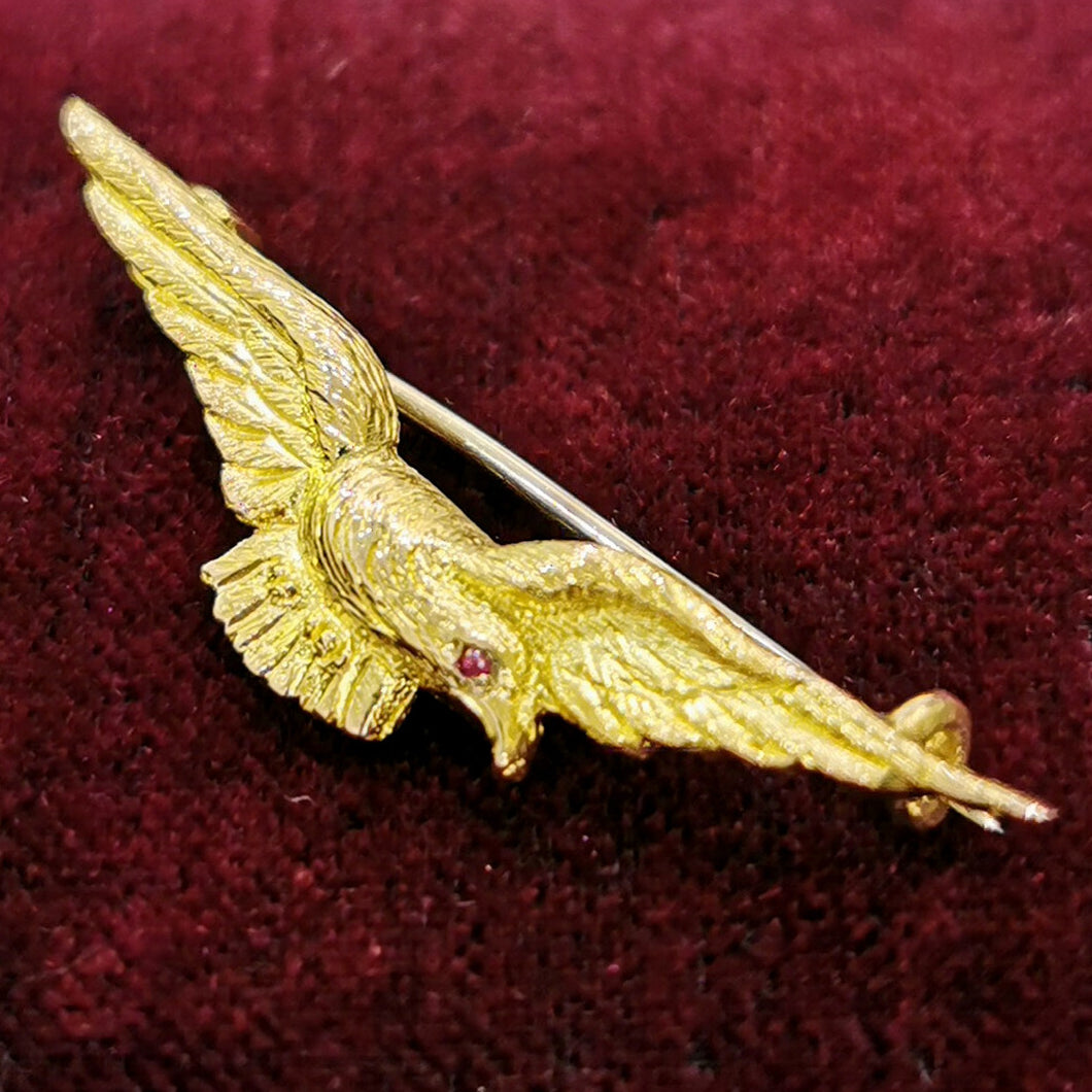 Antique 15ct Gold Eagle Bird Brooch