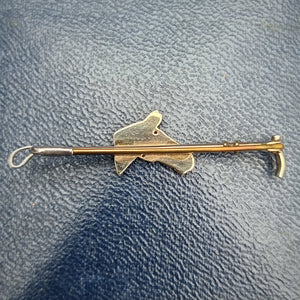 Antique 9ct Gold & Silver Horse Riding Crop Brooch