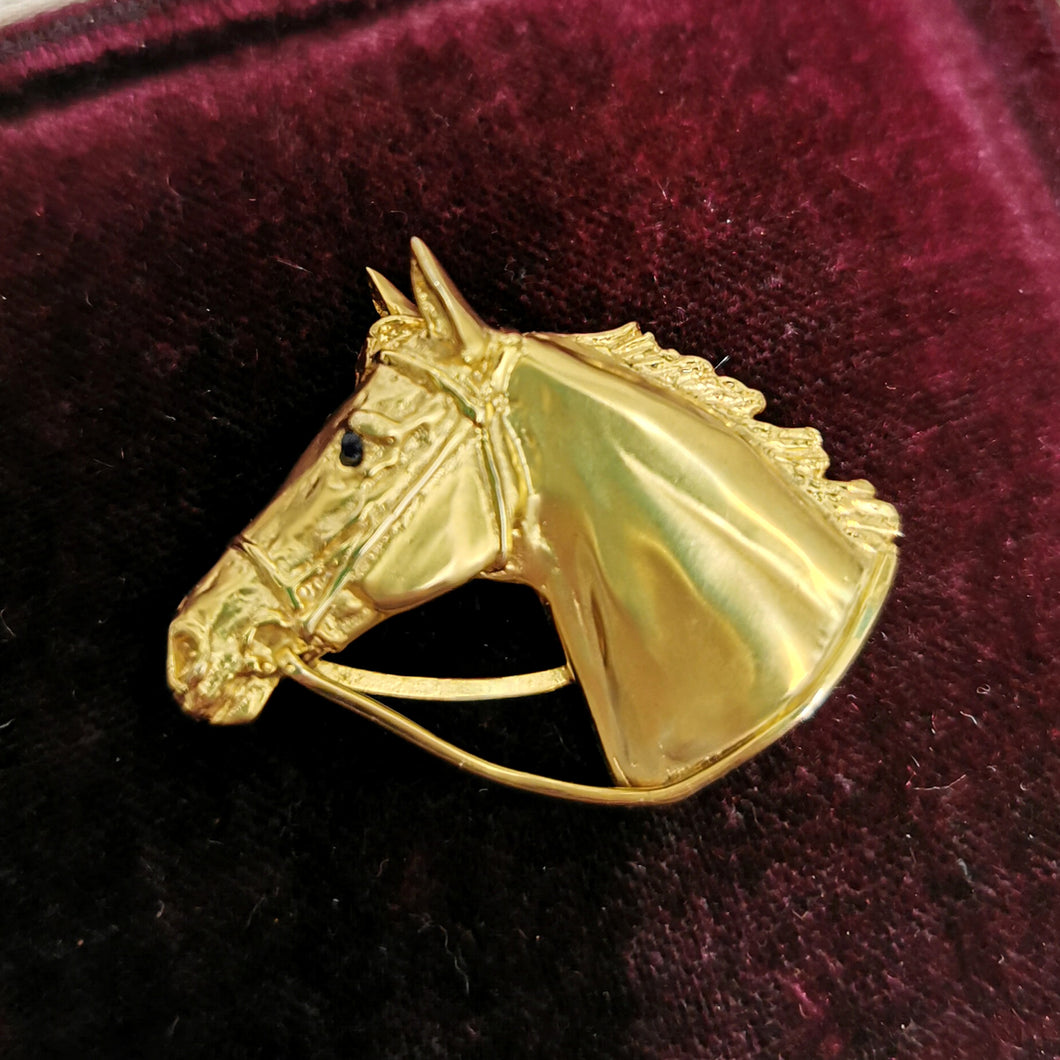 Vintage 9ct Gold Horse Brooch | Hallmarked London 1990