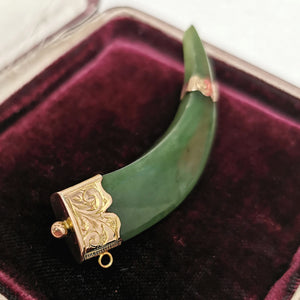 Victorian 15ct Gold Nephrite Claw Brooch