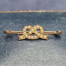 Load image into Gallery viewer, Antique 9ct Gold Pearl Knot Bar Brooch
