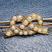 Load image into Gallery viewer, Antique 9ct Gold Pearl Knot Bar Brooch
