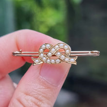 Load image into Gallery viewer, Antique 9ct Gold Pearl Knot Bar Brooch
