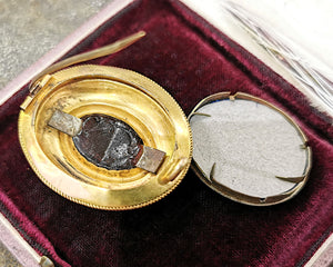 Victorian 15ct Gold Ruby, Pearl & Enamel Locket Brooch