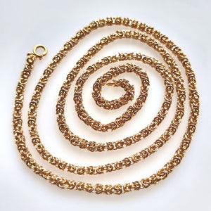 Vintage 9ct Gold Long 30" Byzantine Chain, 37.8 grams