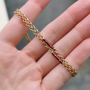 Antique 15ct Gold Enamel & Pearl 26" Chain