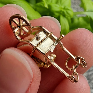 Antique Fine Gold Ore Wheelbarrow Charm underside